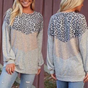 Women’s Leopard Print Color Block Top